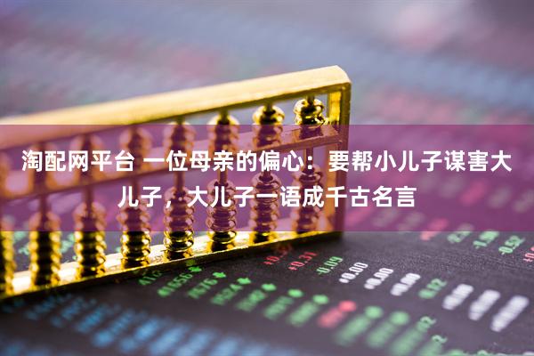 淘配网平台 一位母亲的偏心：要帮小儿子谋害大儿子，大儿子一语成千古名言